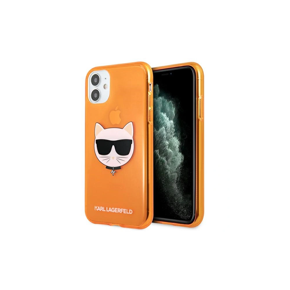 Hurtownia GSM - Etui Karl Lagerfeld KLHCN61CHTRO Apple iPhone 11 pomarańczowy/orange hardcase Glitter Choupette Fluo - KLD513ORG - {ean13} - Hurt