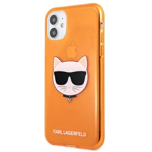 Etui Karl Lagerfeld KLHCN61CHTRO Apple iPhone 11 oranžový/orange hardcase Glitter Choupette Fluo