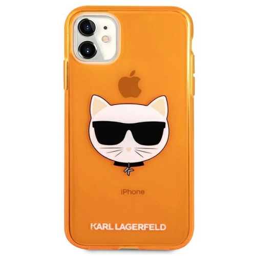 Etui Karl Lagerfeld KLHCN61CHTRO Apple iPhone 11 pomarańczowy/orange hardcase Glitter Choupette Fluo