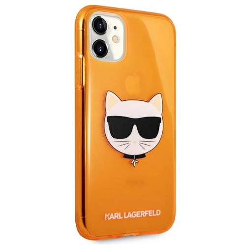 Etui Karl Lagerfeld KLHCN61CHTRO Apple iPhone 11 pomarańczowy/orange hardcase Glitter Choupette Fluo