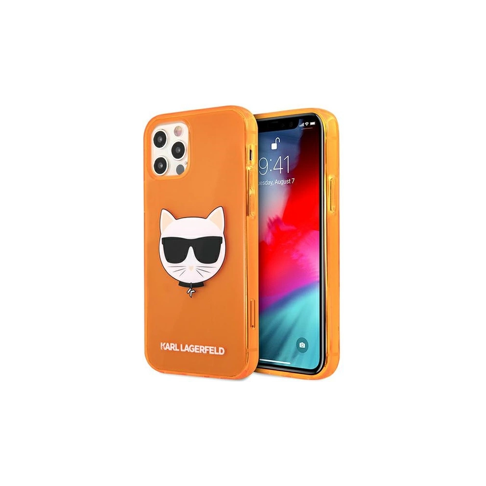 Hurtownia GSM - Etui Karl Lagerfeld KLHCP12LCHTRO Apple iPhone 12 Pro Max pomarańczowy/orange hardcase Glitter Choupette Fluo - KLD521ORG - {ean13} - Hurt