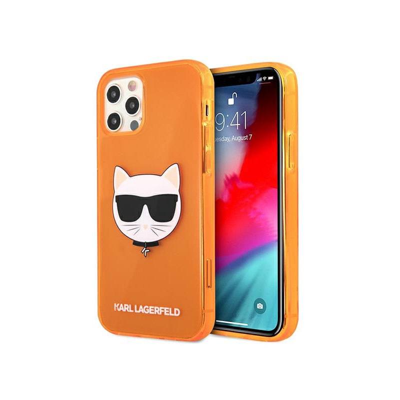 Karl Lagerfeld Distributor - 3666339003111 - KLD530ORG - Karl Lagerfeld KLHCP12MCHTRO Apple iPhone 12/12 Pro orange hardcase Glitter Choupette Fluo - B2B homescreen