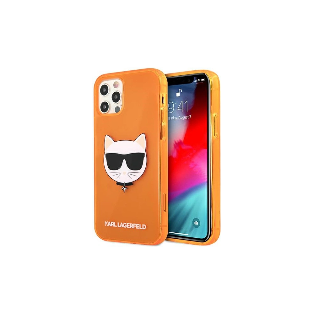 Hurtownia GSM - Etui Karl Lagerfeld KLHCP12MCHTRO Apple iPhone 12/12 Pro pomarańczowy/orange hardcase Glitter Choupette Fluo - KLD530ORG - {ean13} - Hurt