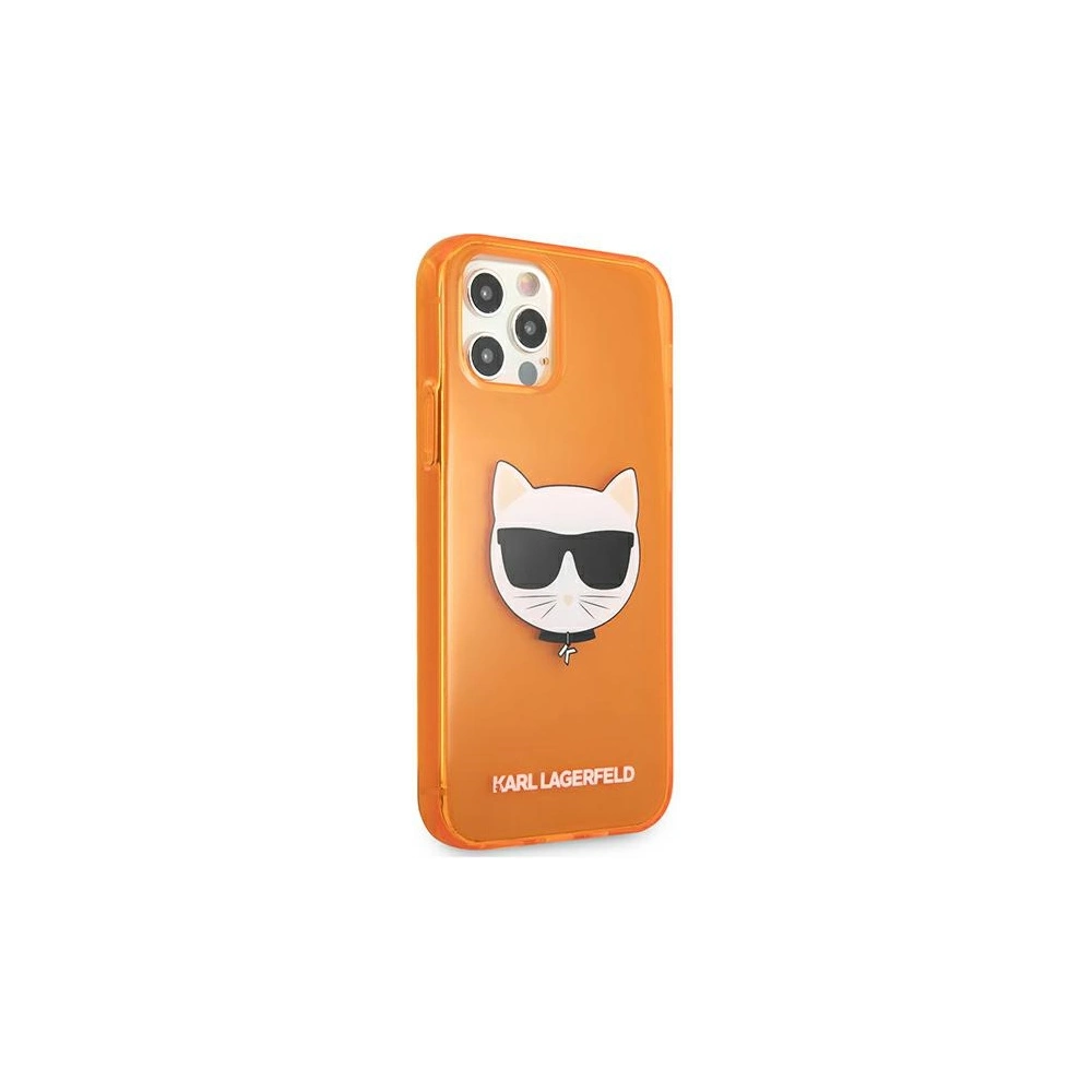 Wholesale Karl Lagerfeld KLHCP12MCHTRO Apple iPhone 12/12 Pro orange hardcase Glitter Choupette Fluo - KLD530ORG - {ean13} - Hurt