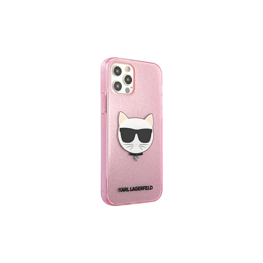 Wholesale Karl Lagerfeld KLHCP12MCHTUGLP Apple iPhone 12/12 Pro pink hardcase Glitter Choupette - KLD533PNK - {ean13} - Hurt