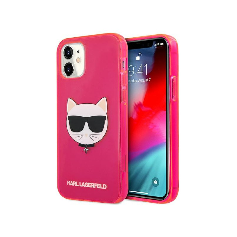 Karl Lagerfeld Distributor - 3666339003074 - KLD536PNK - Karl Lagerfeld KLHCP12SCHTRP Apple iPhone 12 mini pink hardcase Glitter Choupette Fluo - B2B homescreen