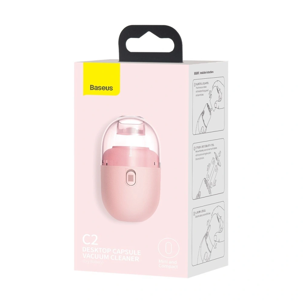 Hurtownia GSM - Bezdrátový mini stolní vysavač Baseus Capsule C2, 700Pa, bateriový 2xAA (růžový) - BSU2702PNK - {ean13} - Hurt