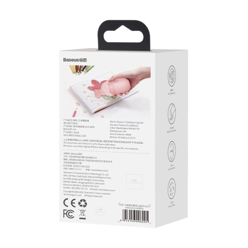 Bezprzewodowy mini odkurzacz biurkowy Baseus Capsule C2, 700Pa, bateryjny 2xAA (różowy)