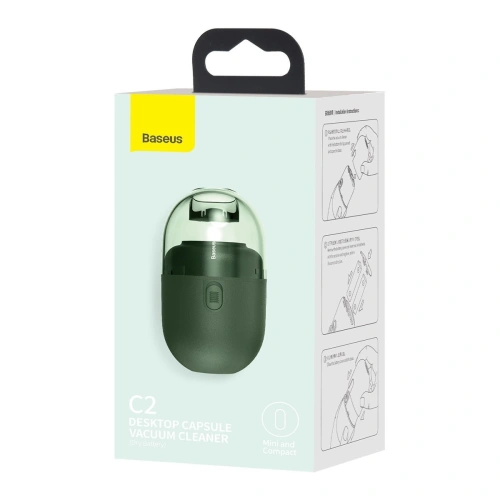 Bezprzewodowy mini odkurzacz biurkowy Baseus Capsule C2, 700Pa, bateryjny 2xAA (zielony)