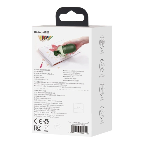 Bezprzewodowy mini odkurzacz biurkowy Baseus Capsule C2, 700Pa, bateryjny 2xAA (zielony)