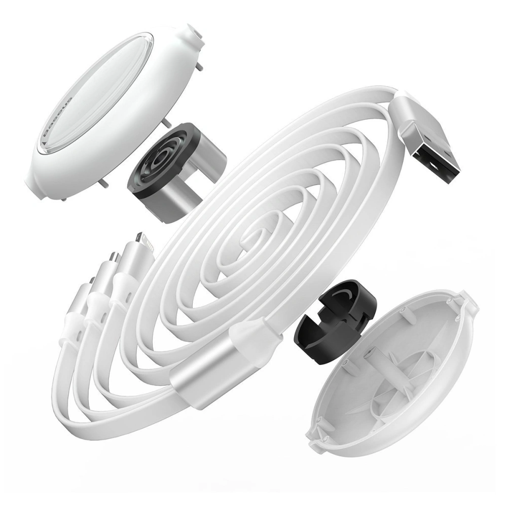 Hurtownia GSM - Kabel USB 3w1 Baseus Bright Mirror, micro USB / Lightning / USB-C, plochý, 3.5A, 1.2m (bílá) - BSU2708WHT - {ean13} - Hurt
