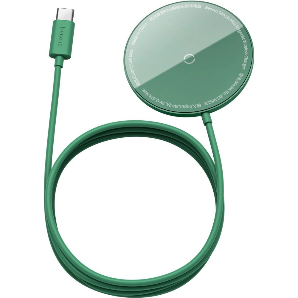 Wholesale Ładowarka indukcyjna z magnesem Baseus Simple Mini, MagSafe, 15W (green) - BSU2710GRN - {ean13} - Hurt