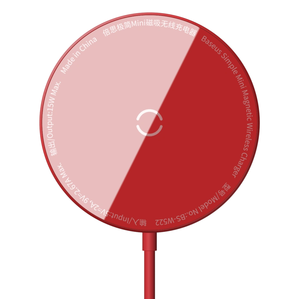 Wholesale Baseus Simple Mini Wireless Charger MagSafe, 15W (red) - BSU2711RED - {ean13} - Hurt