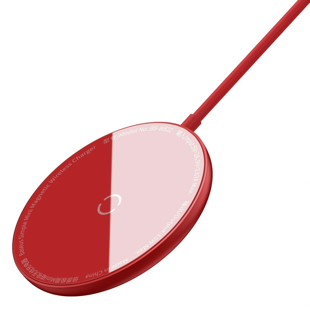 Wholesale Baseus Simple Mini Wireless Charger MagSafe, 15W (red) - BSU2711RED - {ean13} - Hurt