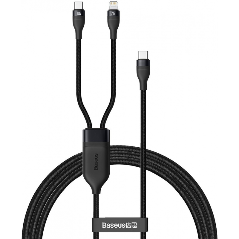 Hurtownia Baseus - 6953156206656 - BSU2713BLK - Kabel USB-C Baseus Flash Series 2w1 USB-C / Lightning, 100W, 1.2m (czarny) - B2B homescreen
