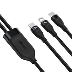 Baseus Flash Series 2-in-1 Cable Type-c to 2x Type-C, 100W, 1.5m Black