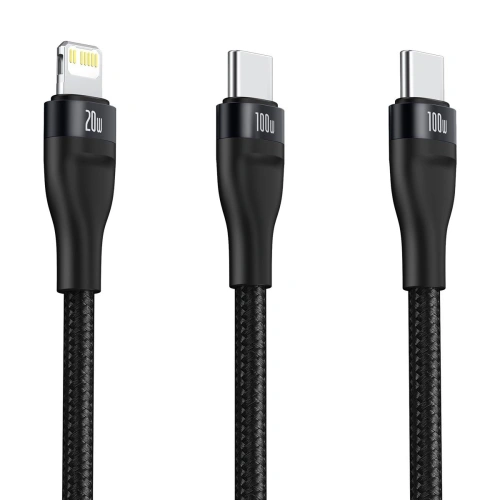 Kabel USB-C Baseus Flash Series 2w1 USB-C / Lightning, 100W, 1.2m (czarny)