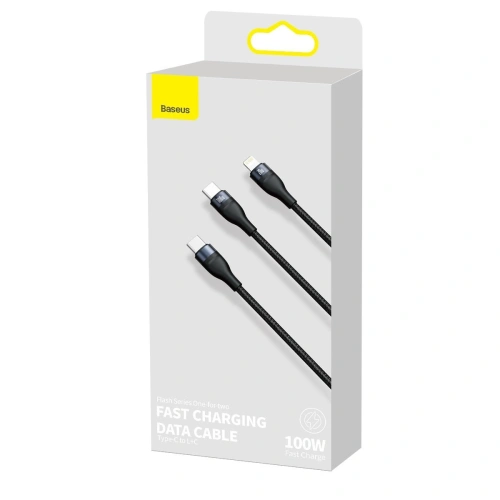 Kabel USB-C Baseus Flash Series 2w1 USB-C / Lightning, 100W, 1.2m (czarny)