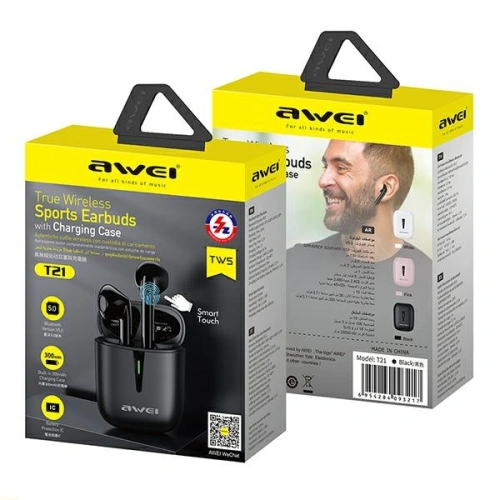 AWEI słuchawki Bluetooth 5.0 T21 TWS + stacja dokująca biały/white