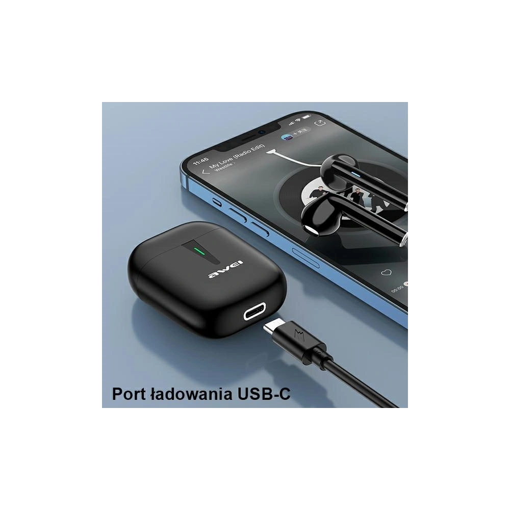Hurtownia GSM - AWEI sluchátka Bluetooth 5.0 T21 TWS + dokovací stanice černá/black - AWEI065BLK - {ean13} - Hurt