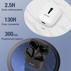 AWEI słuchawki Bluetooth 5.0 T21 TWS + stacja dokująca czarny/black