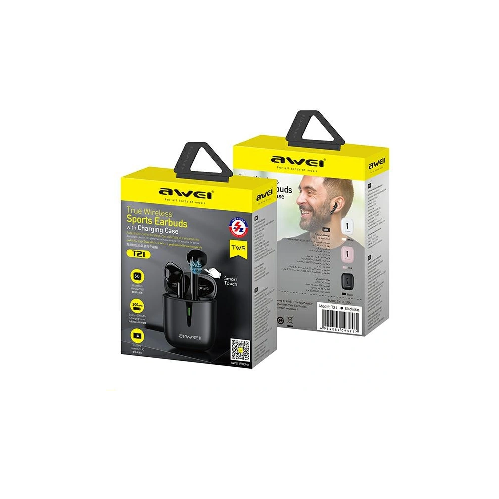 Hurtownia GSM - AWEI sluchátka Bluetooth 5.0 T21 TWS + dokovací stanice černá/black - AWEI065BLK - {ean13} - Hurt
