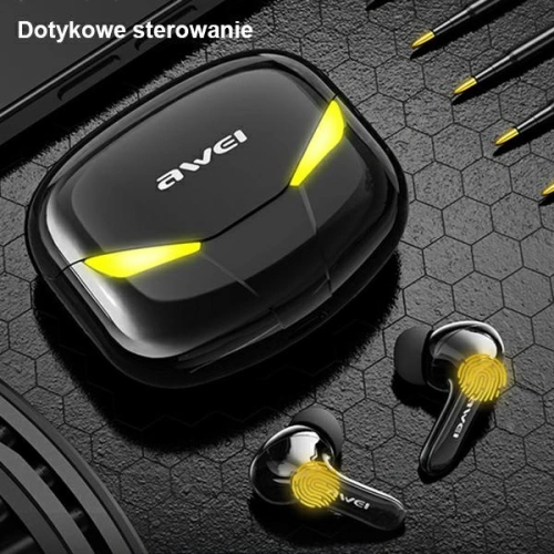 AWEI słuchawki Bluetooth 5.0 T35 TWS + stacja dokująca gamingowe czarny/black
