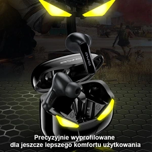 AWEI sluchátka Bluetooth 5.0 T35 TWS + dokovací stanice herní černá/black
