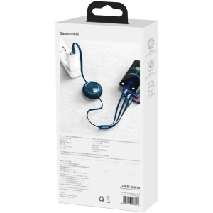 Kabel USB 3w1 Baseus Bright Mirror, micro USB / Lightning / USB-C, płaski, 3.5A, 1.2m (niebieski)