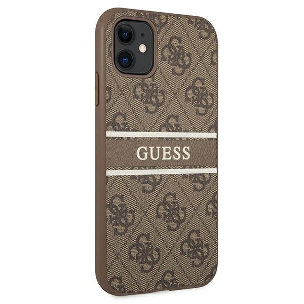 Kryt Guess GUHCN614GDBR Apple iPhone 11 brown hardcase 4G Stripe