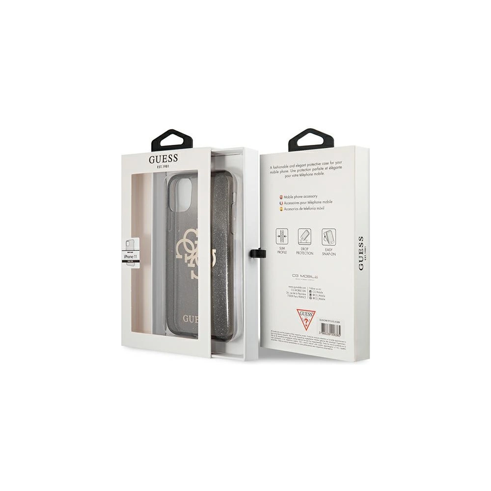 Etui Guess GUHCN61PCUGL4GBK Apple iPhone 11 černý/black hard case Glitter 4G Big Logo