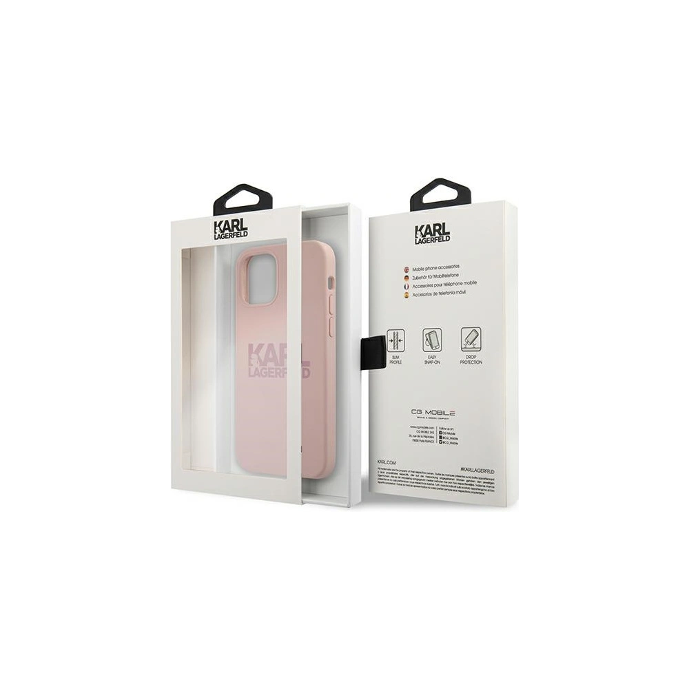 Hurtownia GSM - Etui Karl Lagerfeld KLHCP12SSTKLTLP Apple iPhone 12 mini Silicone Stack Logo różowy/pink - KLD558PNK - {ean13} - Hurt