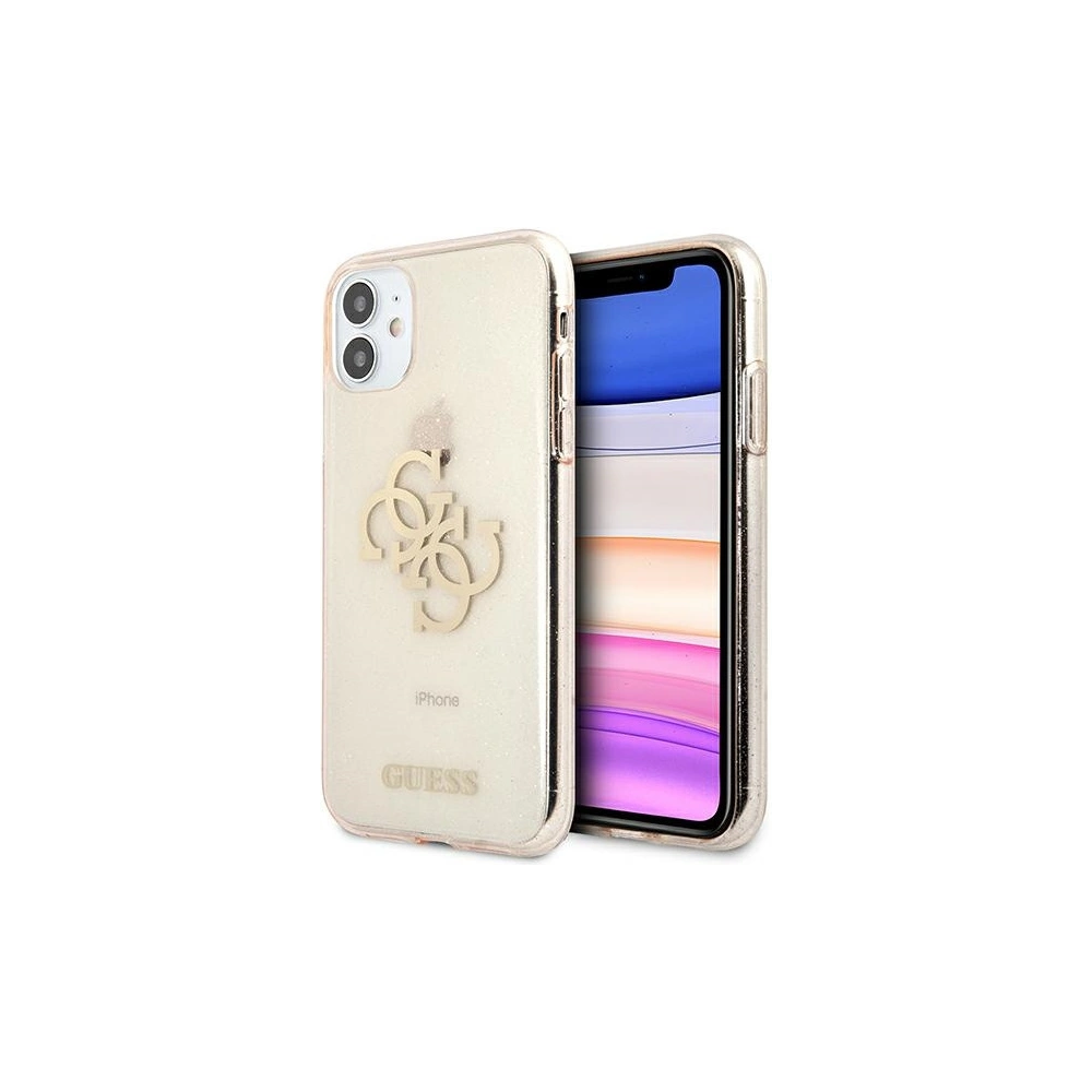 Hurtownia GSM - Etui Guess GUHCN61PCUGL4GGO Apple iPhone 11 zlatý/gold tvrdý kryt Glitter 4G Velké logo - GUE1007GLD - {ean13} - Hurt