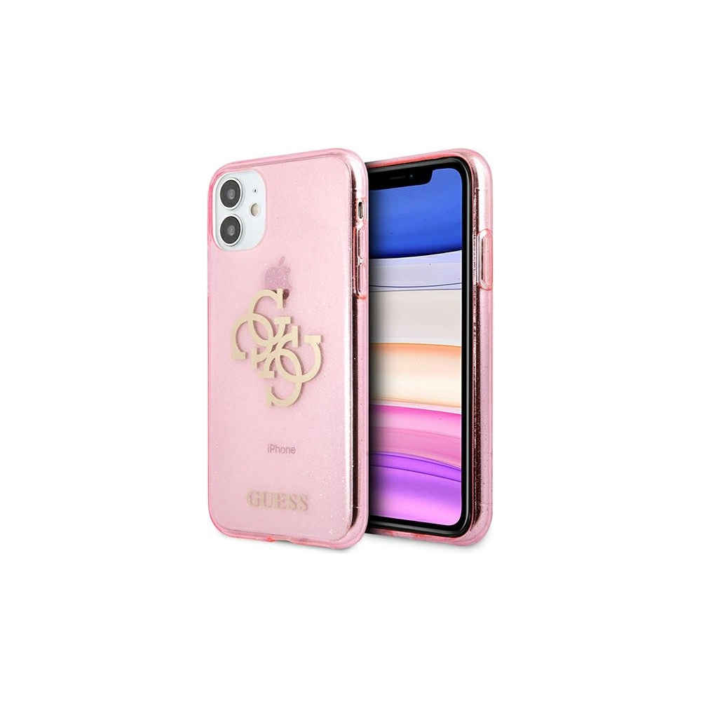 Hurtownia GSM - Etui Guess GUHCN61PCUGL4GPI Apple iPhone 11 růžové/pink tvrdé pouzdro Glitter 4G Velké logo - GUE1008PNK - {ean13} - Hurt