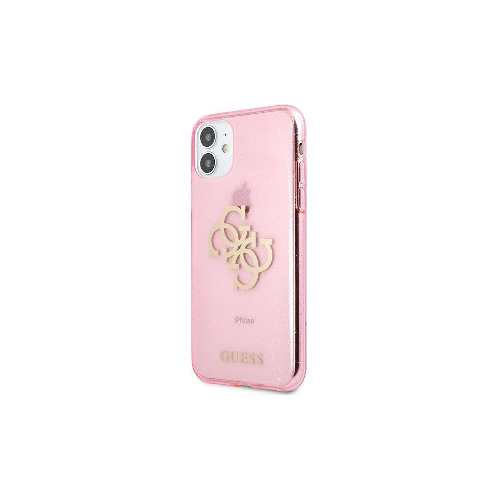 Hurtownia GSM - Etui Guess GUHCN61PCUGL4GPI Apple iPhone 11 růžové/pink tvrdé pouzdro Glitter 4G Velké logo - GUE1008PNK - {ean13} - Hurt