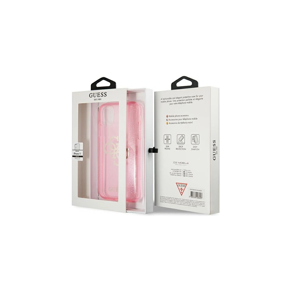 Hurtownia GSM - Etui Guess GUHCN61PCUGL4GPI Apple iPhone 11 růžové/pink tvrdé pouzdro Glitter 4G Velké logo - GUE1008PNK - {ean13} - Hurt