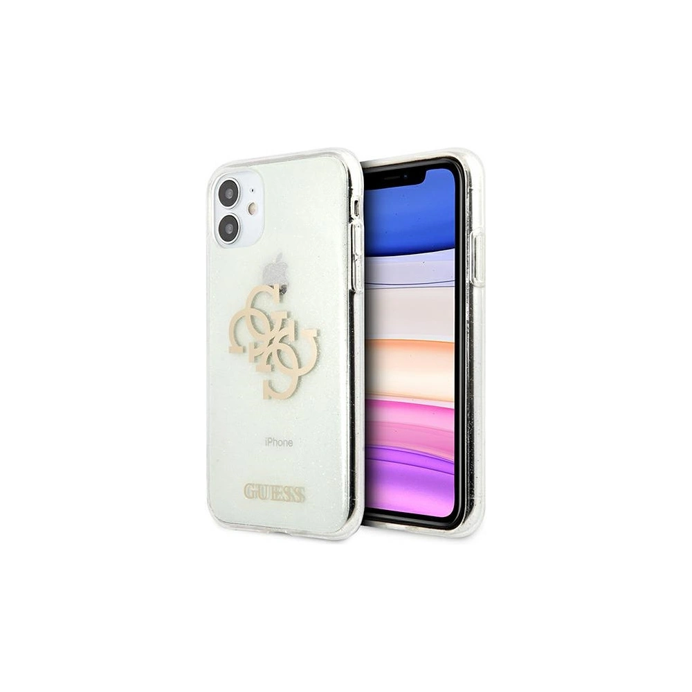 Hurtownia GSM - Etui Guess GUHCN61PCUGL4GTR Apple iPhone 11 průhledný tvrdý kryt Glitter 4G Velké logo - GUE1009CL - {ean13} - Hurt