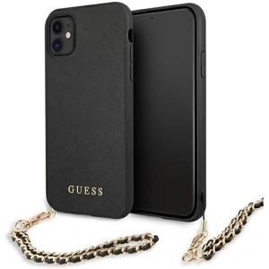 Hurtownia GSM - Etui Guess GUHCN61SASGBK Apple iPhone 11 czarny/black hardcase Saffiano Chain - GUE1012BLK - {ean13} - Hurt