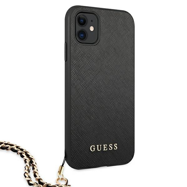 Kryt Guess GUHCN61SASGBK Apple iPhone 11 black hardcase Saffiano Chain