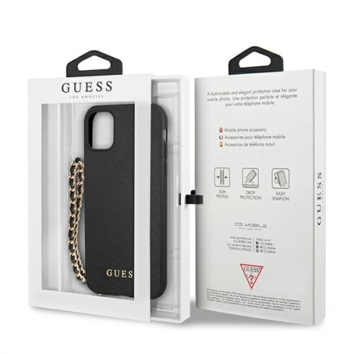 Etui Guess GUHCN61SASGBK Apple iPhone 11 czarny/black hardcase Saffiano Chain