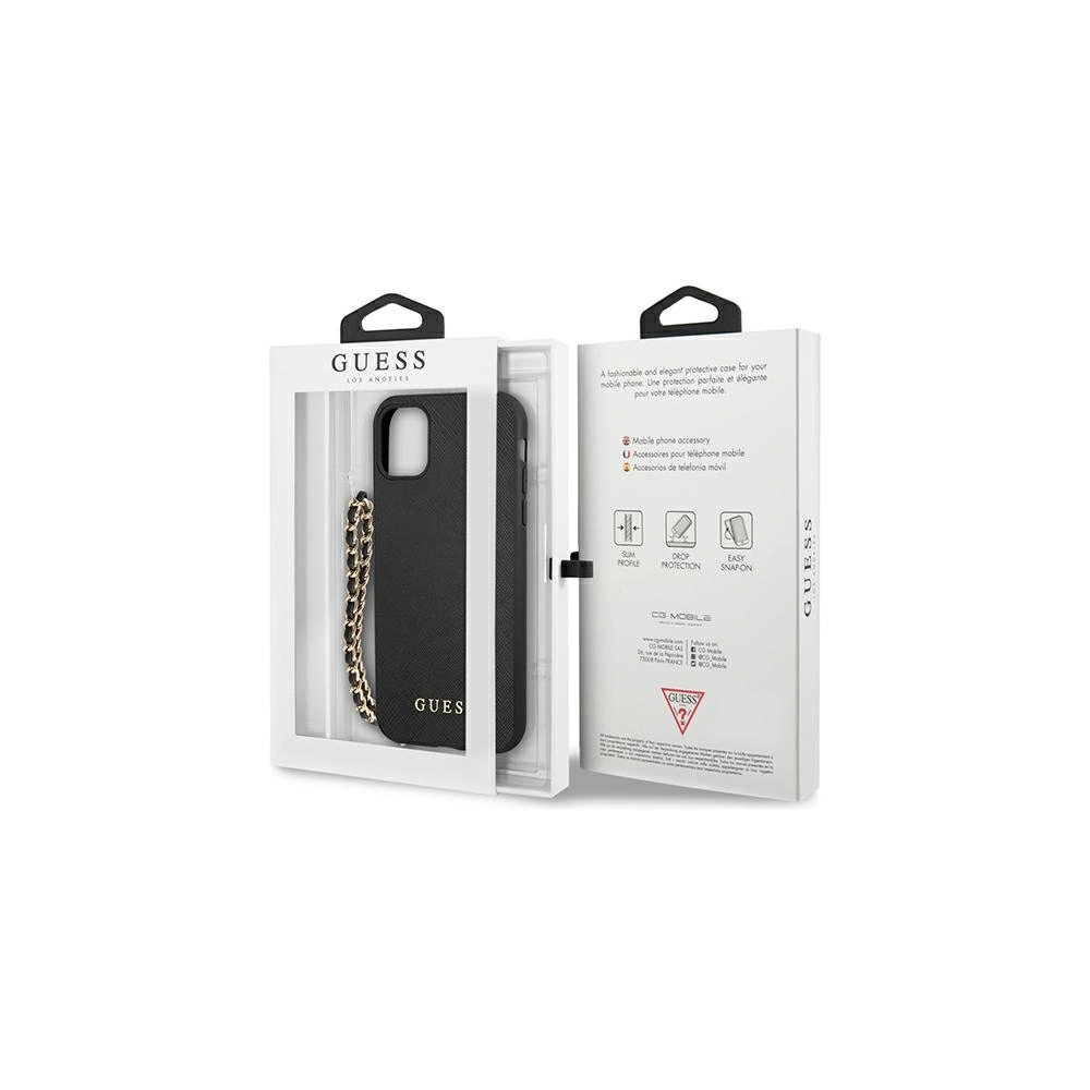 Hurtownia GSM - Etui Guess GUHCN61SASGBK Apple iPhone 11 czarny/black hardcase Saffiano Chain - GUE1012BLK - {ean13} - Hurt