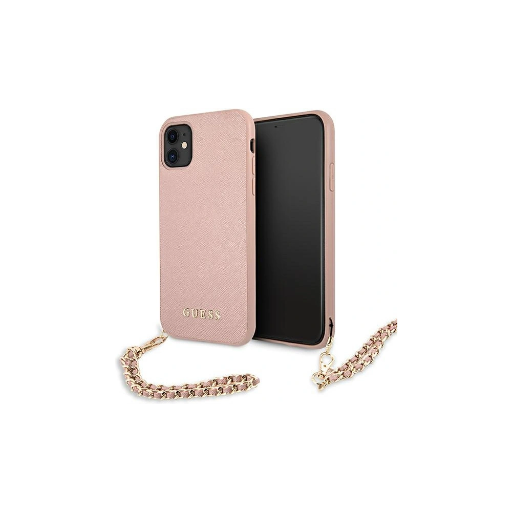 Hurtownia GSM - Etui Guess GUHCN61SASGPI Apple iPhone 11 růžový/pink hardcase Saffiano Chain - GUE1013PNK - {ean13} - Hurt