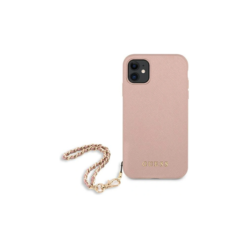 Hurtownia GSM - Etui Guess GUHCN61SASGPI Apple iPhone 11 růžový/pink hardcase Saffiano Chain - GUE1013PNK - {ean13} - Hurt