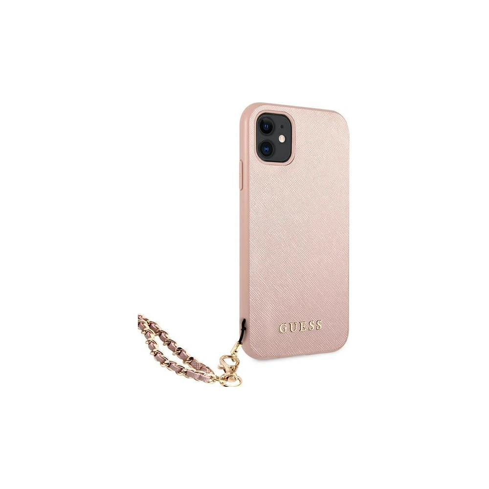 Hurtownia GSM - Etui Guess GUHCN61SASGPI Apple iPhone 11 růžový/pink hardcase Saffiano Chain - GUE1013PNK - {ean13} - Hurt
