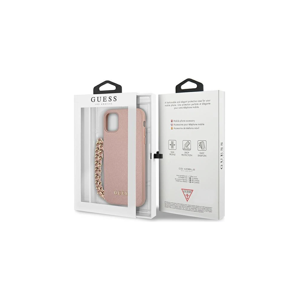 Hurtownia GSM - Etui Guess GUHCN61SASGPI Apple iPhone 11 růžový/pink hardcase Saffiano Chain - GUE1013PNK - {ean13} - Hurt
