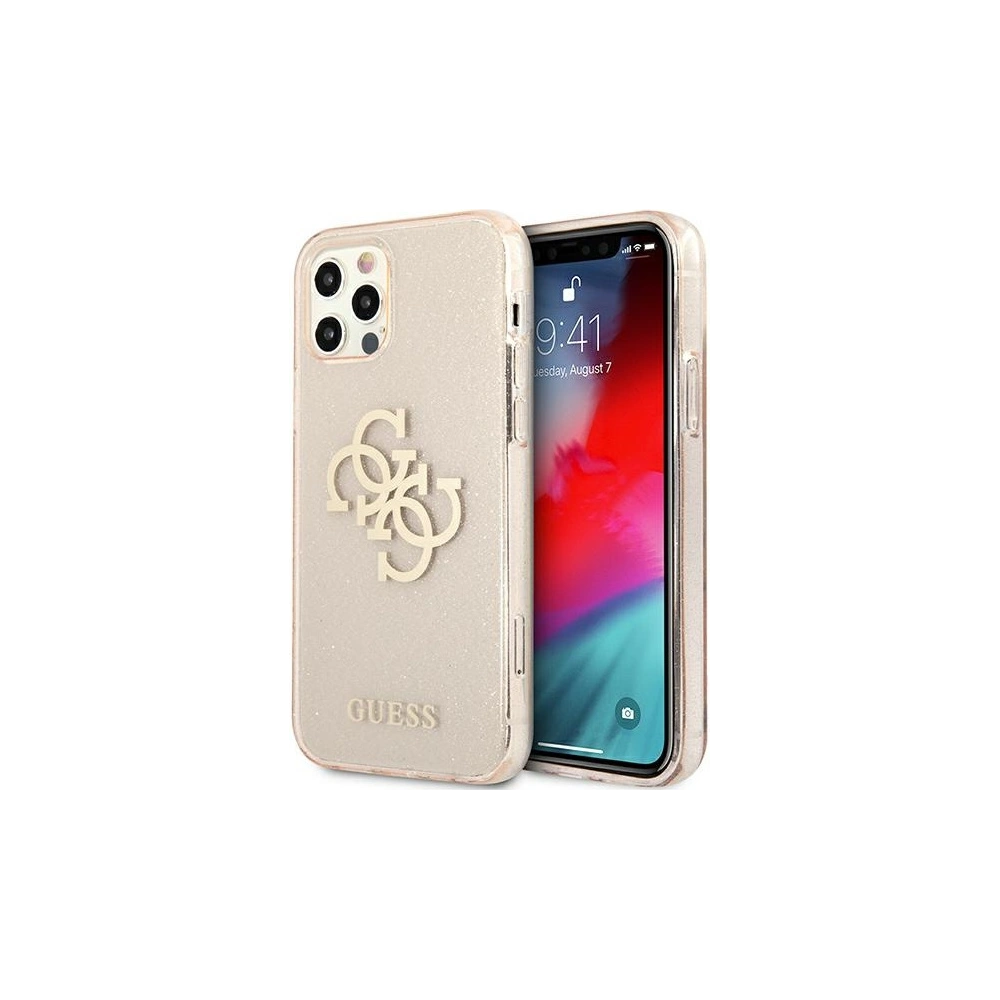 Wholesale Guess GUHCP12LPCUGL4GGO Apple iPhone 12 Pro Max gold hard case Glitter 4G Big Logo - GUE1021GLD - {ean13} - Hurt