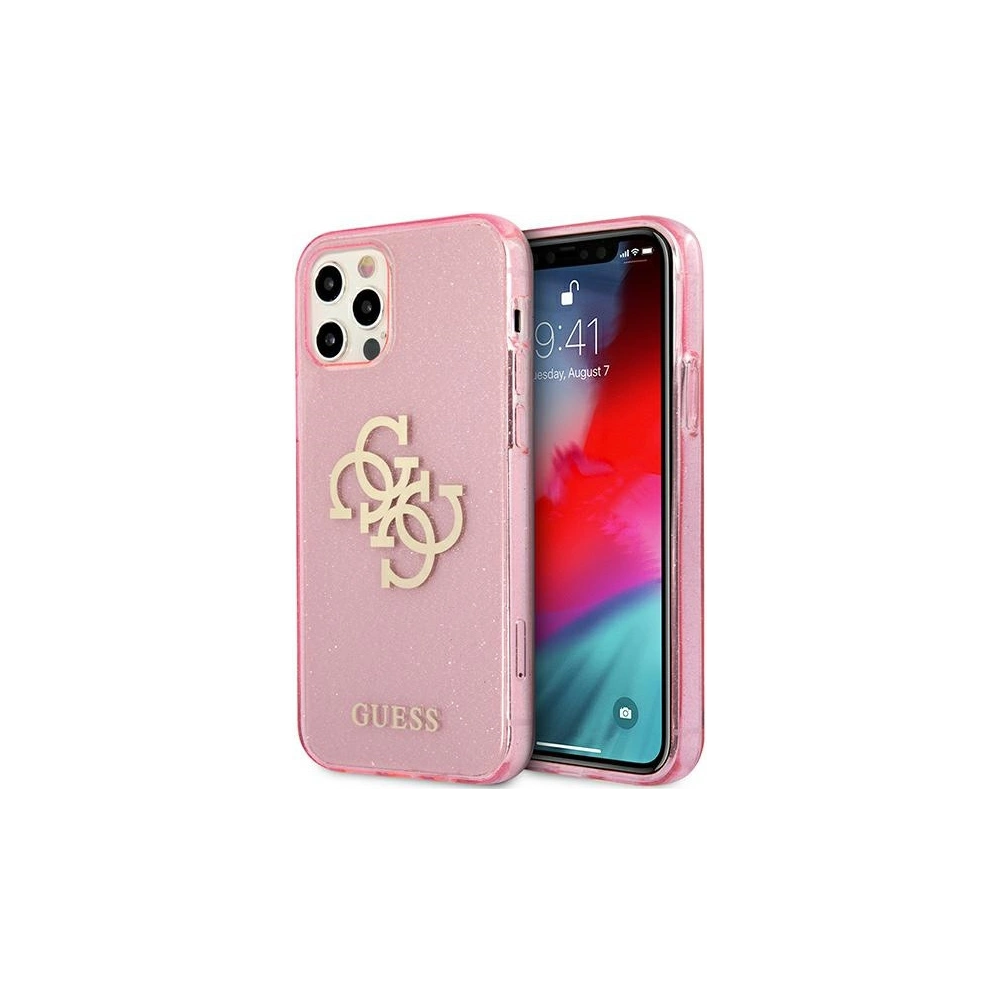 Wholesale Guess GUHCP12LPCUGL4GPI Apple iPhone 12 Pro Max pink hard case Glitter 4G Big Logo - GUE1022PNK - {ean13} - Hurt