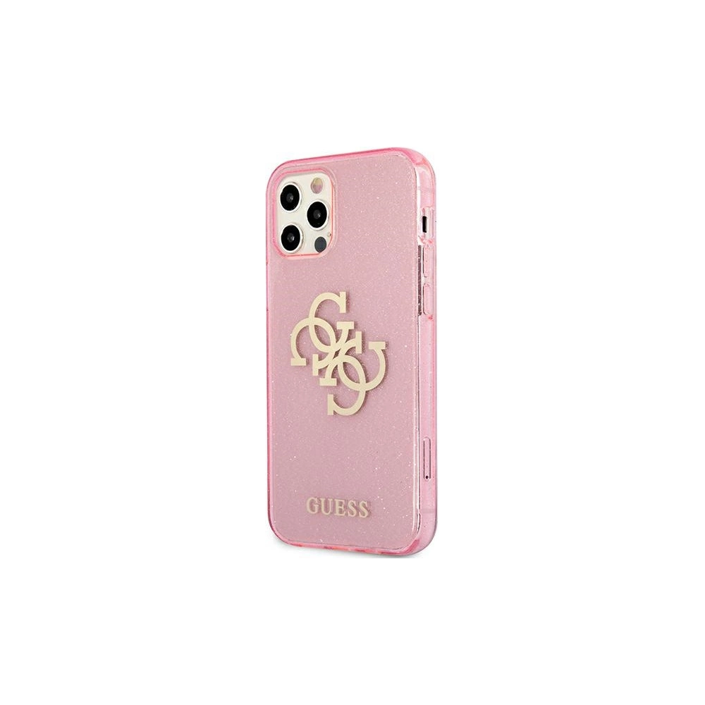 Wholesale Guess GUHCP12LPCUGL4GPI Apple iPhone 12 Pro Max pink hard case Glitter 4G Big Logo - GUE1022PNK - {ean13} - Hurt