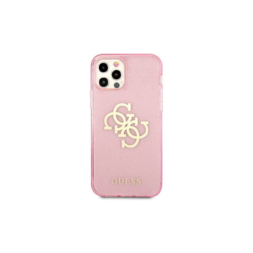 Wholesale Guess GUHCP12LPCUGL4GPI Apple iPhone 12 Pro Max pink hard case Glitter 4G Big Logo - GUE1022PNK - {ean13} - Hurt