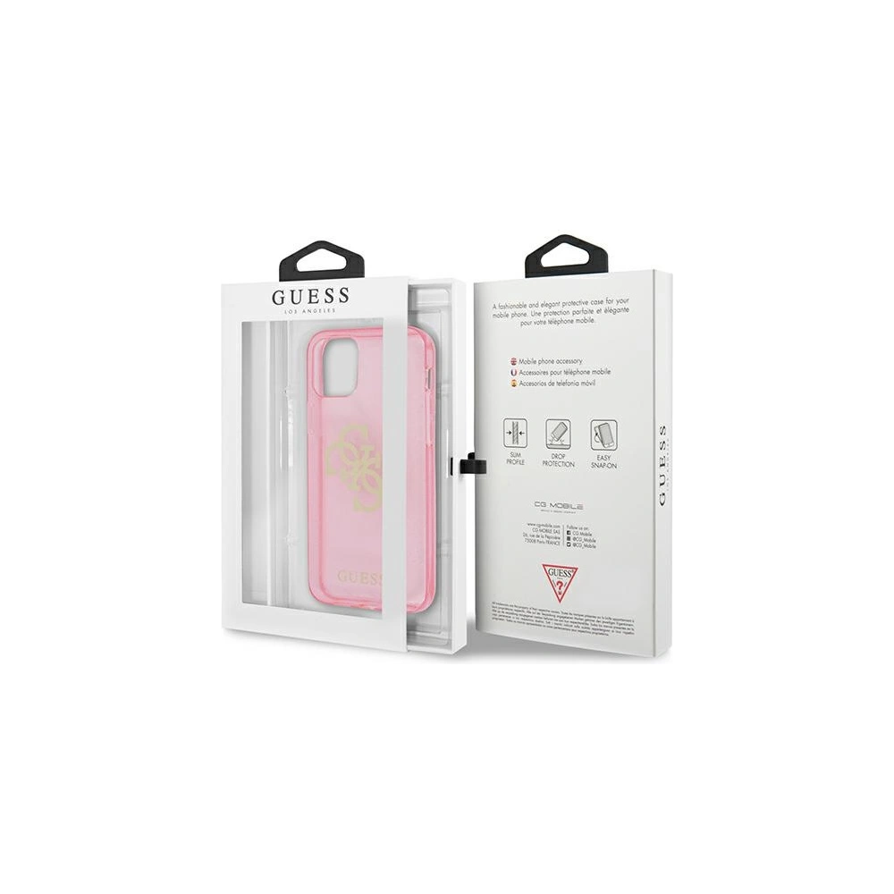 Wholesale Guess GUHCP12LPCUGL4GPI Apple iPhone 12 Pro Max pink hard case Glitter 4G Big Logo - GUE1022PNK - {ean13} - Hurt